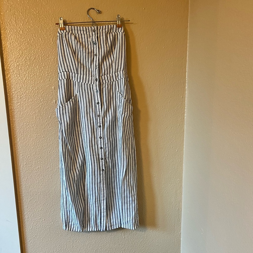 BDG Sleeveless Striped Dress with Pockets and Buttons
